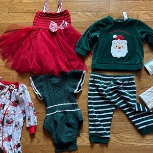 Festive Baby Clothing Set in Red and Green